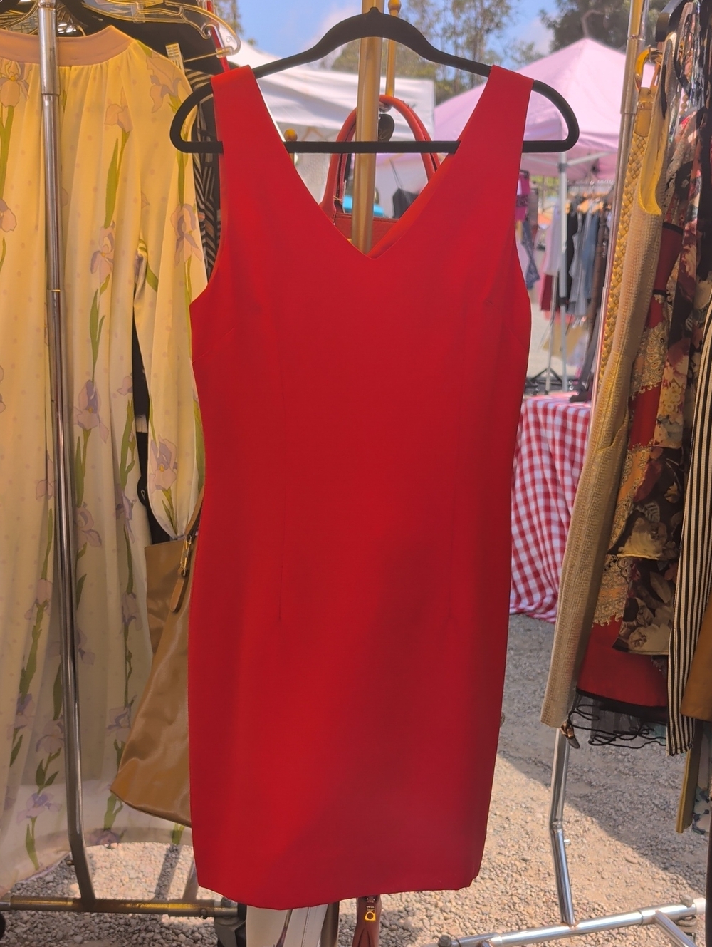 Nicole Miller Red V-Neck Sheath Dress